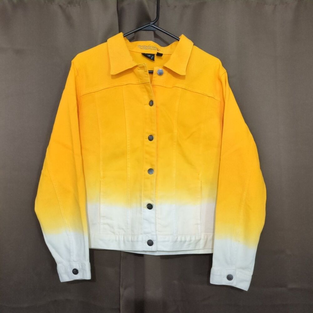 Women with Control My Wonder Sunshine Gold Dip Dye Denim Jacket Size L